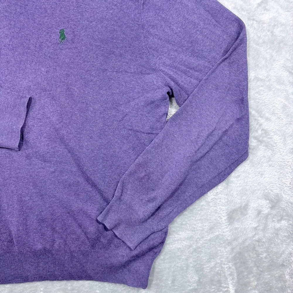 Polo Ralph Lauren Sweater Mens XL Purple V-Neck 100% Pima Cotton Pony Logo